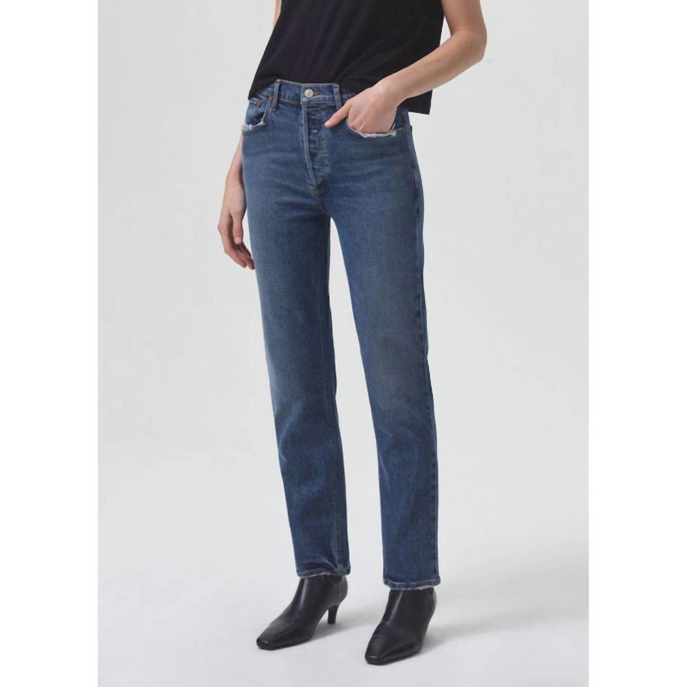 NEW AGOLDE riley high rise straight crop jean in pose - Picture 4 of 6